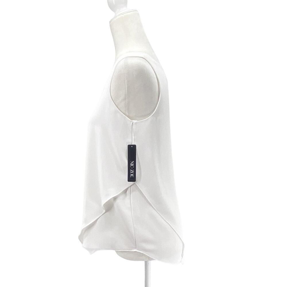NIC+ZOE White Promenade Top Women XS NWT Asymmetrical Hem - Picture 2 of 11